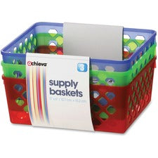 Officemate Achieva Supply Baskets - 2.4" Height x 8.1" Width x 5" Depth - Red, Green, Blue