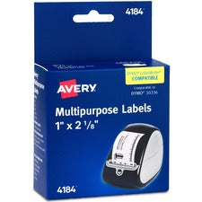 Avery&reg; Direct Thermal Roll Labels - 1" Height x 2 1/8" Width - Permanent Adhesive - Rectangle - Thermal - Bright White - Paper - 500 / Sheet - 500 / Roll - 1 Total Sheets - 500 Total Label(s) - 500 / Box