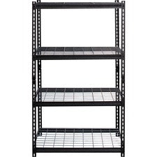 Lorell Wire Deck Shelving - 60" Height x 36" Width x 18" Depth - 30% Recycled - Black - Steel - 1 Each