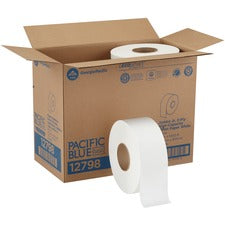 Jumbo Jr. Bathroom Tissue Roll, Septic Safe, 2-ply, White, 3.5" X 1,000 Ft, 8 Rolls/carton