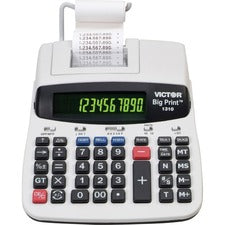 Victor 1310 Big Print&trade; Commercial Printing Calculator - Thermal - 6 lps - Date, Clock, Independent Memory - 10 Digits - Dot Matrix - AC Supply Powered - 2.5" x 7.8" x 10" - Multi - 1 Each