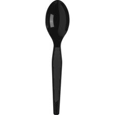 Plastic Cutlery, Heavyweight Teaspoons, Black, 1,000/carton