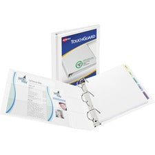 Avery&reg; TouchGuard View 3 Ring Binder - 1" Binder Capacity - Letter - 8 1/2" x 11" Sheet Size - 250 Sheet Capacity - 3 x Slant Ring Fastener(s) - 4 Pocket(s) - Polypropylene - Recycled - Pocket, Durable, Antimicrobial, Heavy Duty - 1 Each