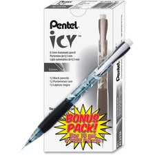 Icy Mechanical Pencil, 0.5 Mm, Hb (#2.5), Black Lead, Transparent Smoke Barrel, 24/pack