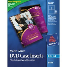 Avery&reg; Avery(R) Matte White DVD Case Inserts, 20 Inserts (8891) - Matte - 20 / Pack - Acid-free, Moisture Resistant, Water Resistant