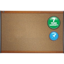 Quartet Prestige Bulletin Board - 48" Height x 72" Width - Brown Cork Surface - Self-healing, Durable - Light Cherry Frame - 1 Each