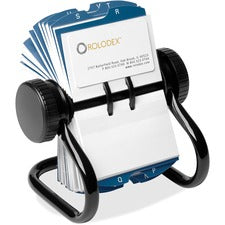 Open Rotary Business Card File With 24 Guides, Holds 400 2.63 X 4 Cards, 6.5 X 5.61 X 5.08, Metal, Black