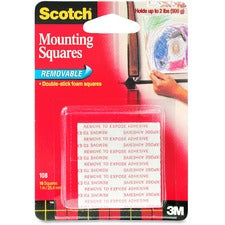Precut Foam Mounting Squares, Removable, Double-sided, Holds Up To 0.33 Lb (2 Squares), 1 X 1, White, 16/pack