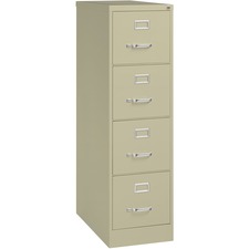 Lorell Vertical file - 4-Drawer - 15" x 26.5" x 52" - 4 x Drawer(s) for File - Letter - Vertical - Security Lock, Ball-bearing Suspension, Heavy Duty - Putty - Steel - Recycled