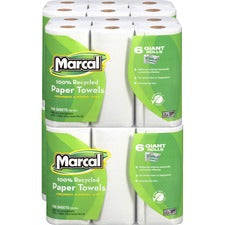 100% Premium Recycled Kitchen Roll Towels, 2-ply, 11 X 5.5, White, 140/roll, 24 Rolls/carton