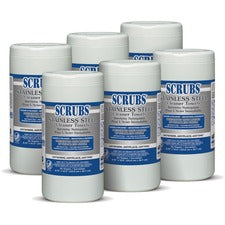 Stainless Steel Cleaner Towels, 1-ply, 9.75 X 10.5, Lemon Scent, 30/canister, 6 Canisters/carton