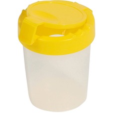 Deflecto Antimicrobial Kids No Spill Paint Cup Yellow - Paint, Brush - 3.93"Height x 3.46"Width x 3.93"Depth - 1 Each - Yellow - Plastic, Polypropylene