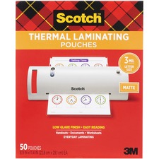 Scotch Laminating Pouch - Laminating Pouch/Sheet Size: 8.90" Width x 11.40" Length x 3 mil Thickness - for Laminator, Document, Award, Sign, Calendar, Certificate, Artwork, Schedule - Double Sided - Clear - 1 Pack