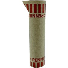 PAP-R Tubular Coin Wrap - 1� Denomination - Durable, Burst Resistant, Crimped, Pre-formed - 57 lb Basis Weight - Paper - Red