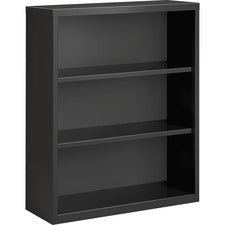 Lorell Fortress Series Charcoal Bookcase - 34.5" x 13" x 42" - 3 Shelve(s) - Material: Steel - Finish: Charcoal, Powder Coated