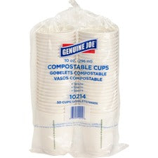 Genuine Joe Eco-friendly Paper Cups - 10 fl oz - 50 / Pack - White - Paper - Coffee, Tea, Hot Chocolate