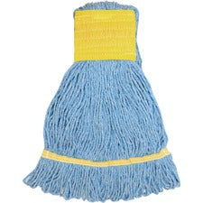 Genuine Joe GJOSBL5B, Wide Band Synthetic Blend Mophead, 1 Each, Blue - Synthetic, Cotton, Rayon, Fiber