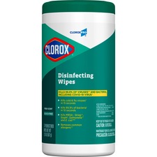 CloroxPro&trade; Disinfecting Wipes - Ready-To-Use Wipe - Fresh Scent - 75 / Canister - 240 / Bundle - Green