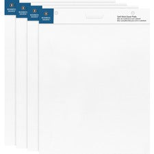 Business Source 25"x30" Self-stick Easel Pads - 30 Sheets - Plain - 25" x 30" - White Paper - Cardboard Cover - Self-stick - 4 / Carton