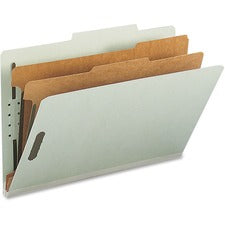 Nature Saver 2/5 Tab Cut Legal Recycled Classification Folder - 8 1/2" x 14" - 6 x Prong K Style Fastener(s) - 1" Fastener Capacity for Divider, 2" Fastener Capacity for Folder - 2 Divider(s) - Gray, Green - 100% Recycled - 10 / Box