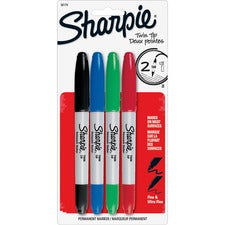 Sharpie Twin Tip Permant Maker - Ultra Fine, Fine Marker Point - 1 mm, 0.3 mm Marker Point Size - Black, Red, Blue, Green Alcohol Based Ink - 4 / Set
