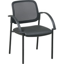 Lorell Guest Chair - Black Faux Leather Seat - Black - 1 Each