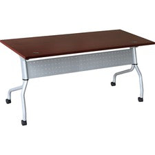 Lorell Mahogany Flip Top Training Table - Rectangle Top - Four Leg Base - 4 Legs x 23.60" Table Top Width x 72" Table Top Depth - 29.50" Height x 70.88" Width x 23.63" Depth - Assembly Required - Mahogany - Nylon