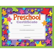 Trend Preschool Certificate - "Preschool Certificate" - 8.5" x 11" - Assorted - 30 / Pack