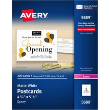 Avery® Printable Postcards, Laser, 80 Lb, 4.25 X 5.5, Uncoated White ...