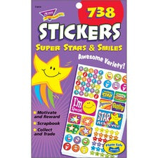 Sticker Assortment Pack, Super Smiles And Stars, Assorted Colors, 738 Stickers/pad