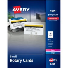 Avery&reg; Uncoated 2-side Printing Rotary Cards - 2 5/32" x 4" - 400 / Box - 8 - Perforated, Heavyweight, Double-sided, Printable