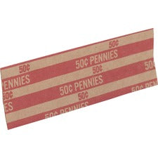 Sparco Flat Coin Wrappers - 1000 Wrap(s)Total $0.50 in 50 Coins of 1� Denomination - 60 lb Basis Weight - Kraft - Red