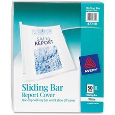 Avery&reg; Report Cover - 1/8" Folder Capacity - 20 Sheet Capacity - Poly - White, Clear - 50 / Box