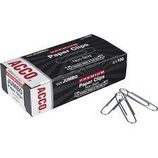 Premium Heavy-gauge Wire Paper Clips, Jumbo, Nonskid, Silver, 100 Clips/box, 10 Boxes/pack
