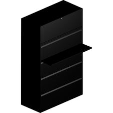HON 800 Series Full-Pull Locking Lateral File - 5-Drawer - 42" x 19.3" x 67" - 5 x Drawer(s) - Lateral - Black - Baked Enamel