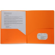 Business Source Letter Portfolio - 8 1/2" x 11" - 30 Sheet Capacity - 2 Pocket(s) - Orange - 1 Each