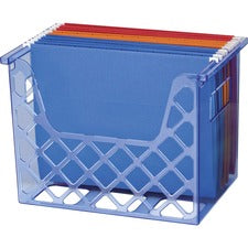 Officemate Blue Glacier&trade; Desktop File Organizer - 10.8" Height x 13.3" Width x 8.6" Depth - Desktop - Compact, Portable - Transparent Blue - 1 Each