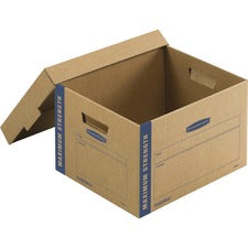 Smoothmove Maximum Strength Moving Boxes, Half Slotted Container (hsc), Small, 15" X 15" X 12", Brown/blue, 8/pack