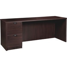 Lorell Prominence 2.0 Espresso Laminate Left-Pedestal Credenza - 2-Drawer - 72" x 24"29" , 1" Top - 2 x File Drawer(s) - Single Pedestal on Left Side - Band Edge - Material: Particleboard - Finish: Thermofused Melamine (TFM)