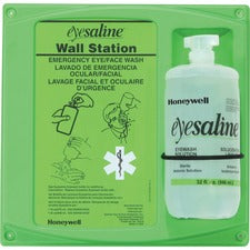 Honeywell Fendall Aline Eyewash Station - 1 quart - 8.8" x 3.1" x 14.8" - Green, Clear