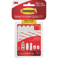 Command Assorted Refill Strips - Foam - 16 / Pack - White