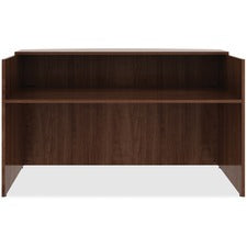 Lorell Reception Desk - 72" x 36"42.5" , 0.1" Edge - Material: Metal - Finish: Walnut, Laminate