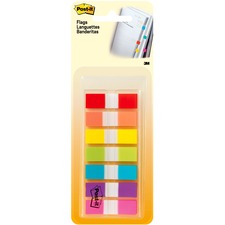 Post-it&reg; Flags in On-the-Go Dispenser - 0.50" x 1.75" - Red, Orange, Yellow, Green, Blue, Purple, Pink - Self-stick - 1 / Pack