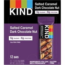 Nuts And Spices Bar, Salted Caramel And Dark Chocolate Nut, 1.4 Oz, 12/pack