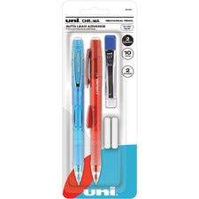 uni&reg; CHROMA Mechanical Pencils - HB, #2 Lead - 0.7 mm Lead Diameter - Black Lead - Light Blue, Red Barrel - 2 / Pack