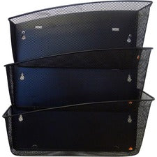 Alba Mesh Wall File Set - 3 Pocket(s) - Compartment Size 6.69" x 13.78" x 4.72" - 15.9" Height4.7" Depth x 13.8" Length - Black - Steel, Metal - 1 Each