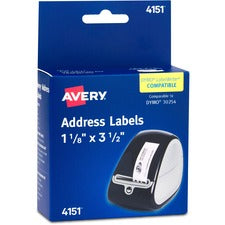 Avery&reg; Direct Thermal Roll Multipurpose Labels - 3 1/2" Width x 1 1/8" Length - Permanent Adhesive - Rectangle - Direct Thermal - Clear - Film - 120 / Sheet - 1 Total Sheets - 120 Total Label(s) - 120 / Box