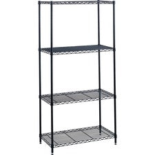 Safco Industrial Wire Shelving - 48" x 18" x 72" - 4 x Shelf(ves) - 1250 lb Load Capacity - Leveling Glide, Dust Proof, Adjustable Leveler, Adjustable Feet - Black - Powder Coated - Steel - Assembly Required
