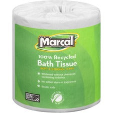 100% Recycled 2-ply Bath Tissue, Septic Safe, Individually Wrapped Rolls, White, 330 Sheets/roll, 48 Rolls/carton