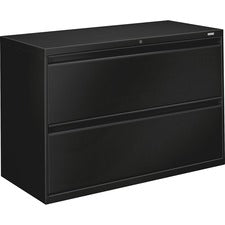 HON 800 Series Full-Pull Locking Lateral File - 2-Drawer - 42" x 19.3" x 28.4" - 2 x Drawer(s) - Lateral - Black - Baked Enamel - Recycled